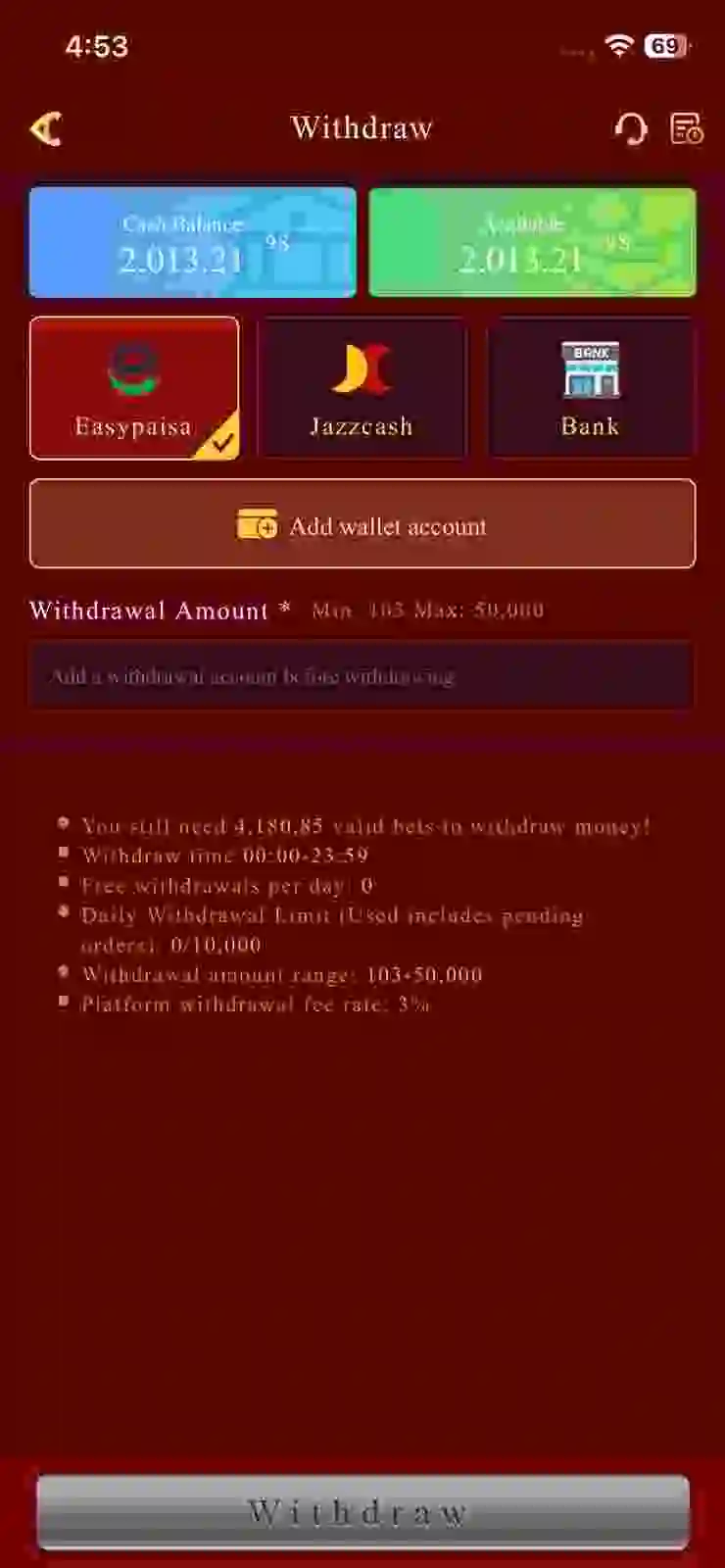 Y71 Withdraw