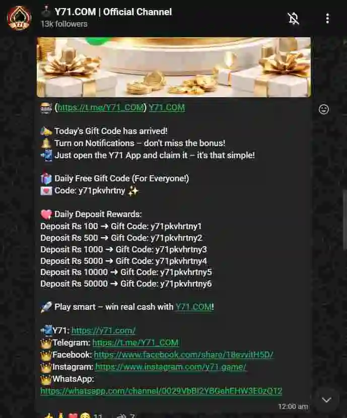 Y71 Game WhatsApp Chanel